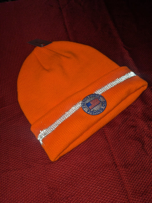 Blaze orange high visibility winter hat