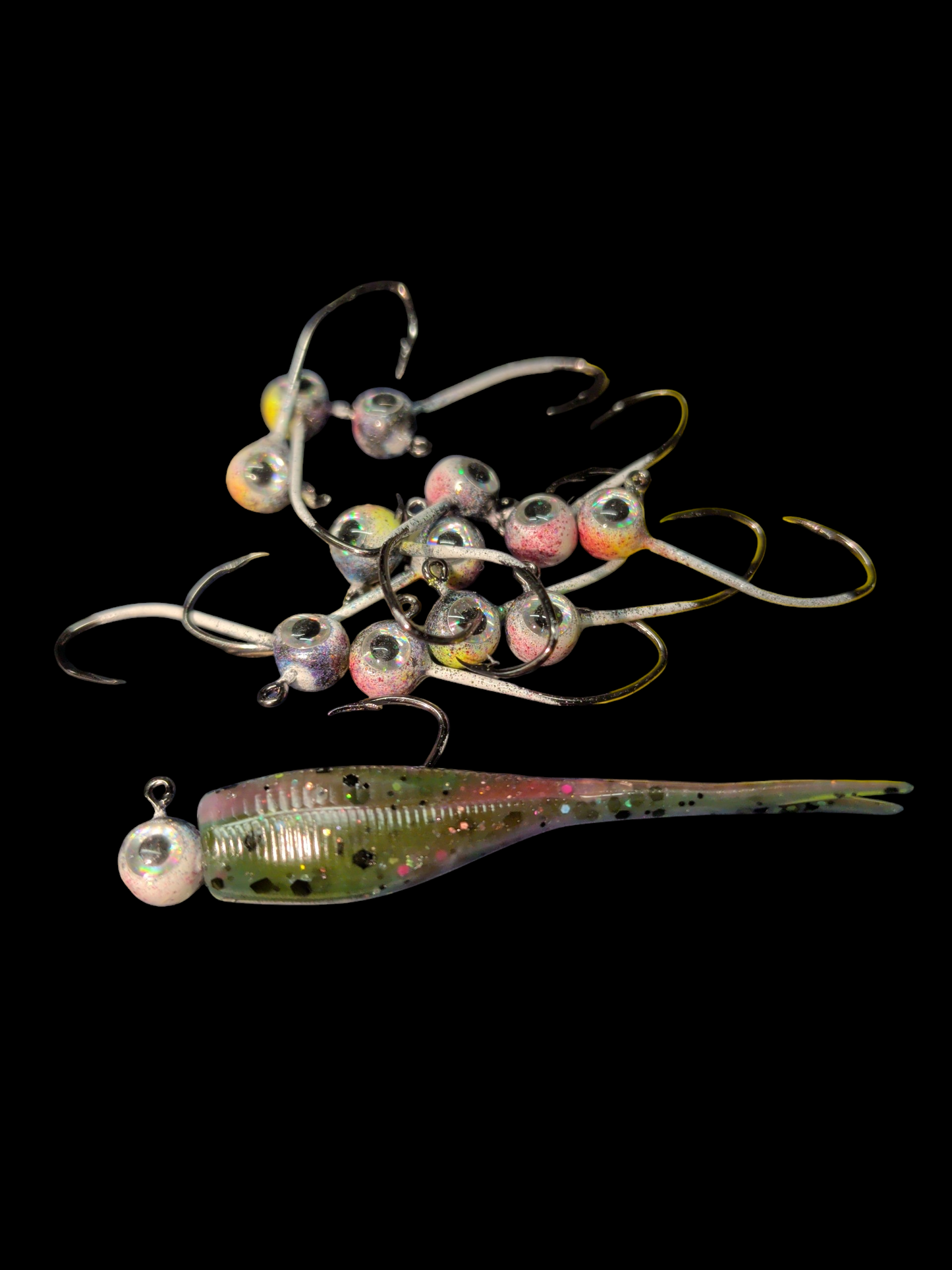 Glow #6 Mustad 32500 Sickle Hook 1/32oz Lead Head Jigs