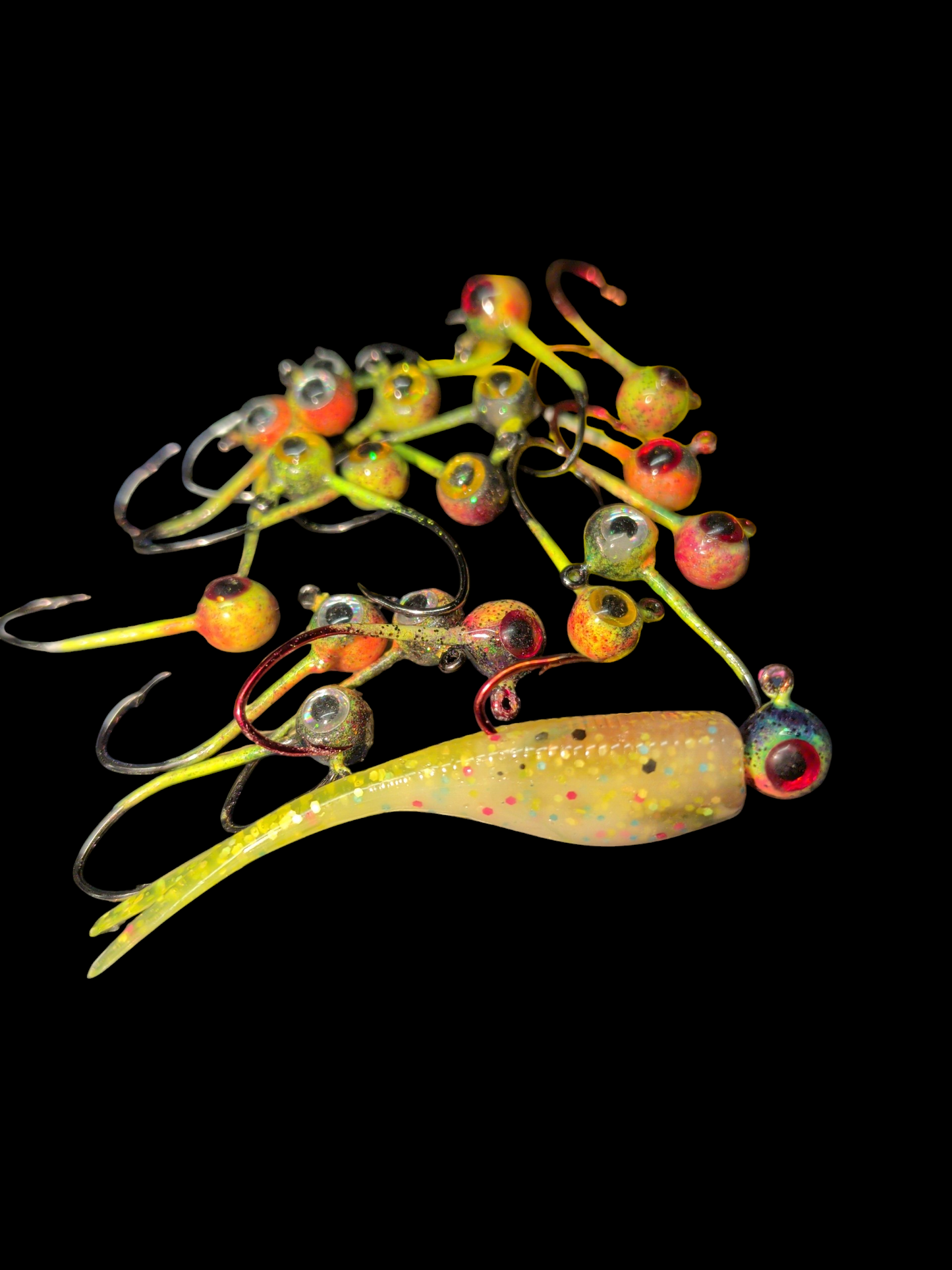 Glow #6 Mustad 32500 Sickle Hook 1/32oz Lead Head Jigs