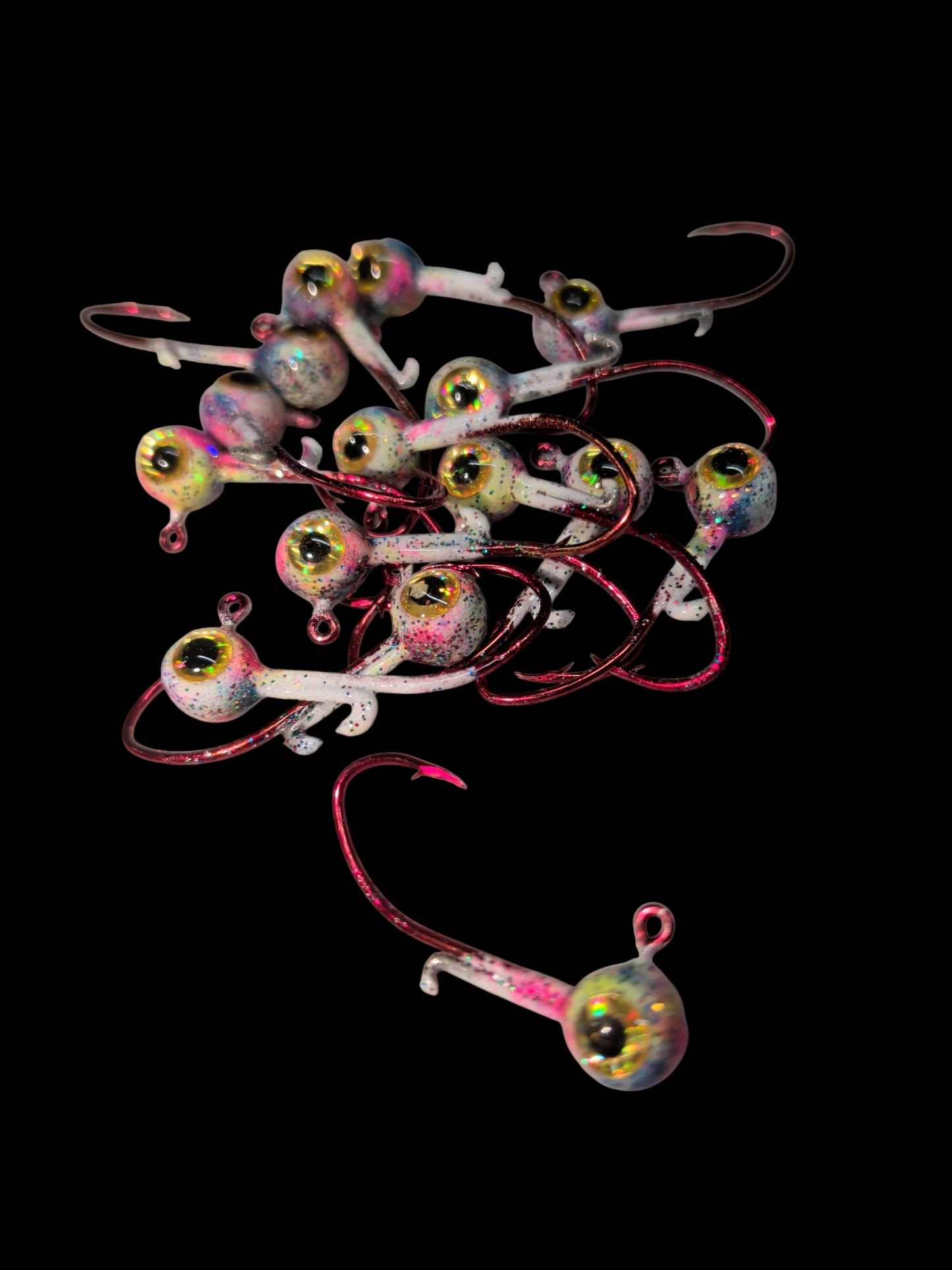 Glow #6 Mustad 32500 Sickle Hook 1/32oz Lead Head Jigs