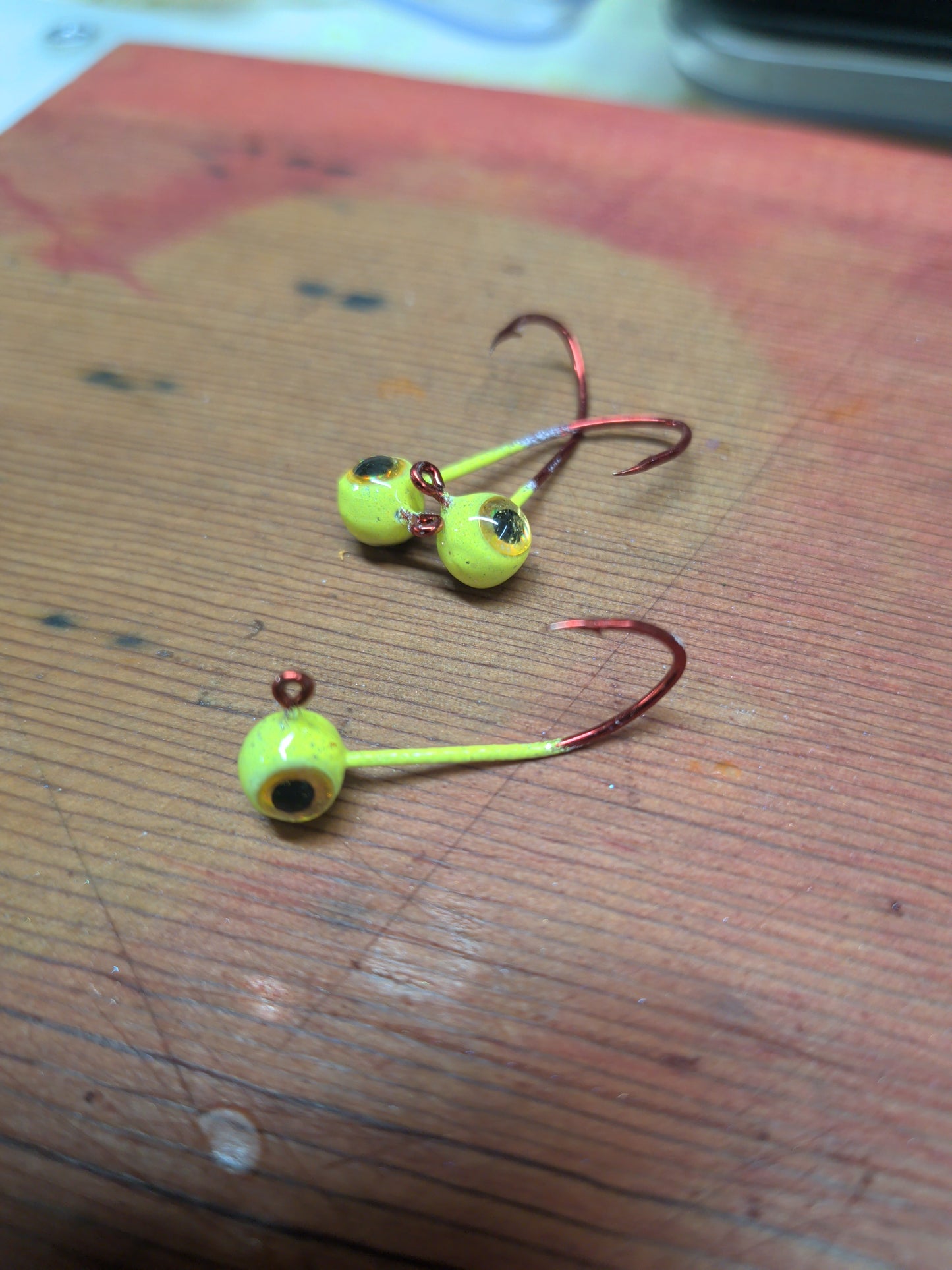 Glow #6 Mustad 32500 Sickle Hook 1/32oz Lead Head Jigs
