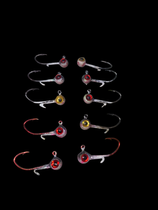 Glow #6 Mustad 32500 Sickle Hook 1/32oz Lead Head Jigs